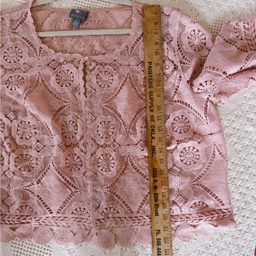 🦢 Lavender Rose Lace Cape Cardigan Romantic Academia Cottagecore Ethereal - Picture 9 of 10